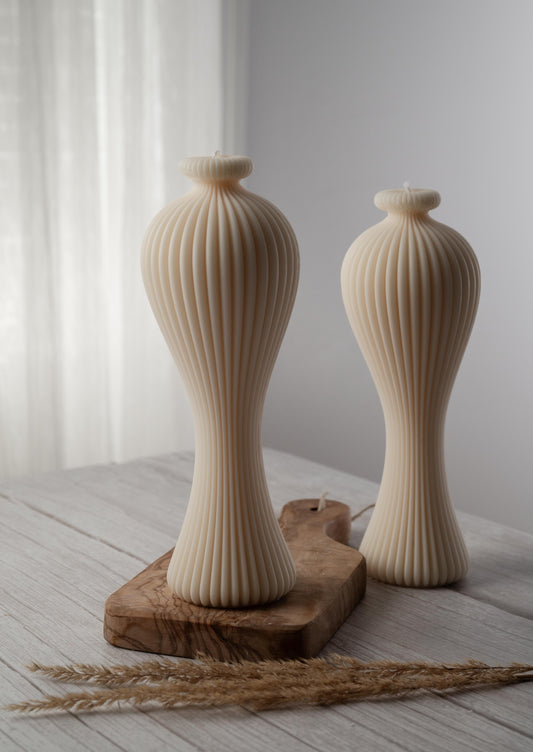 Ribbed Vase Candle - Irregular Design Pillar Candle